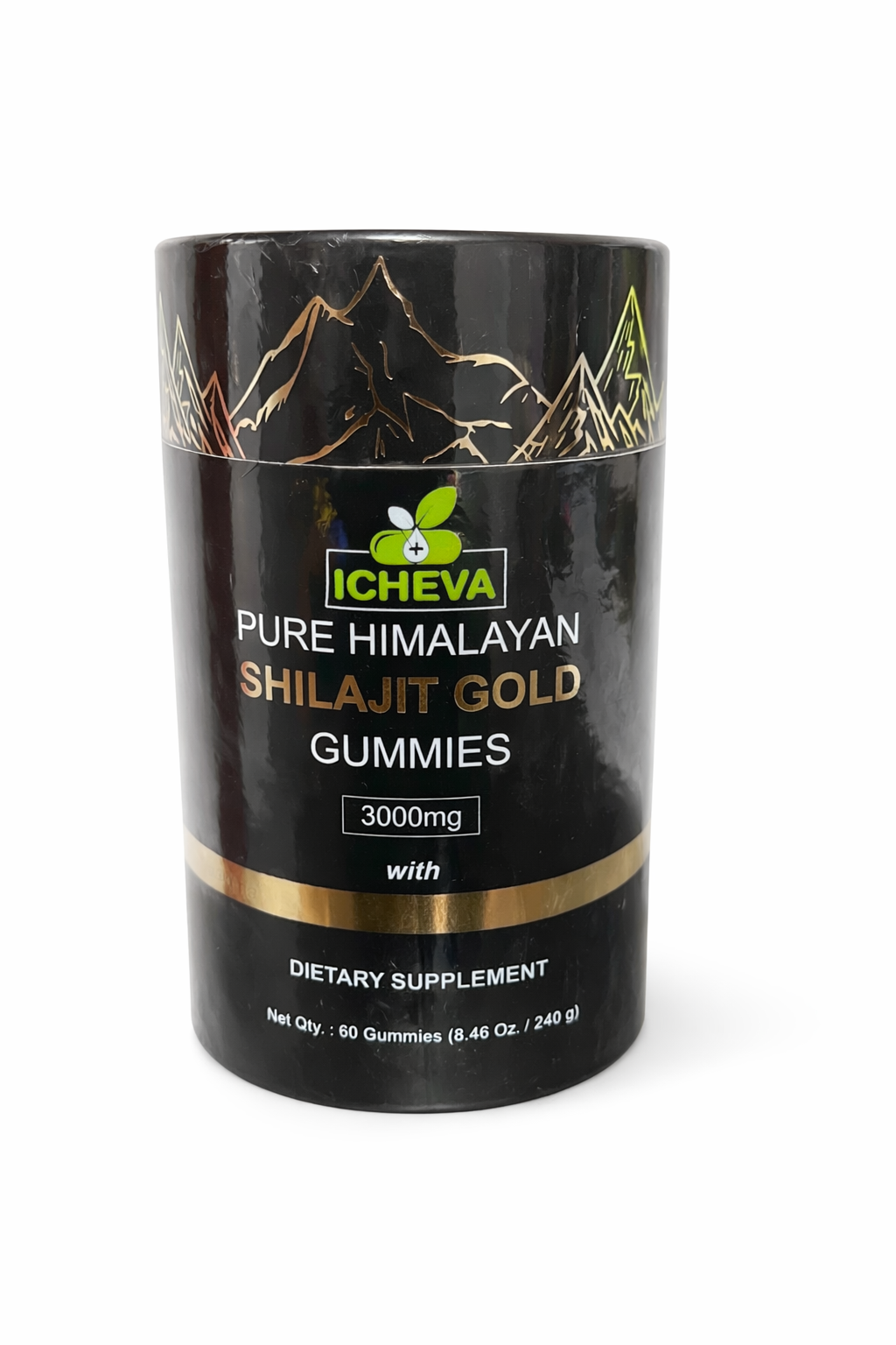 ICHEVA Pure Himalayan Shilajit Gold Gummies – 3000mg | With Ashwagandha & Black Musli | 60 Gummies
