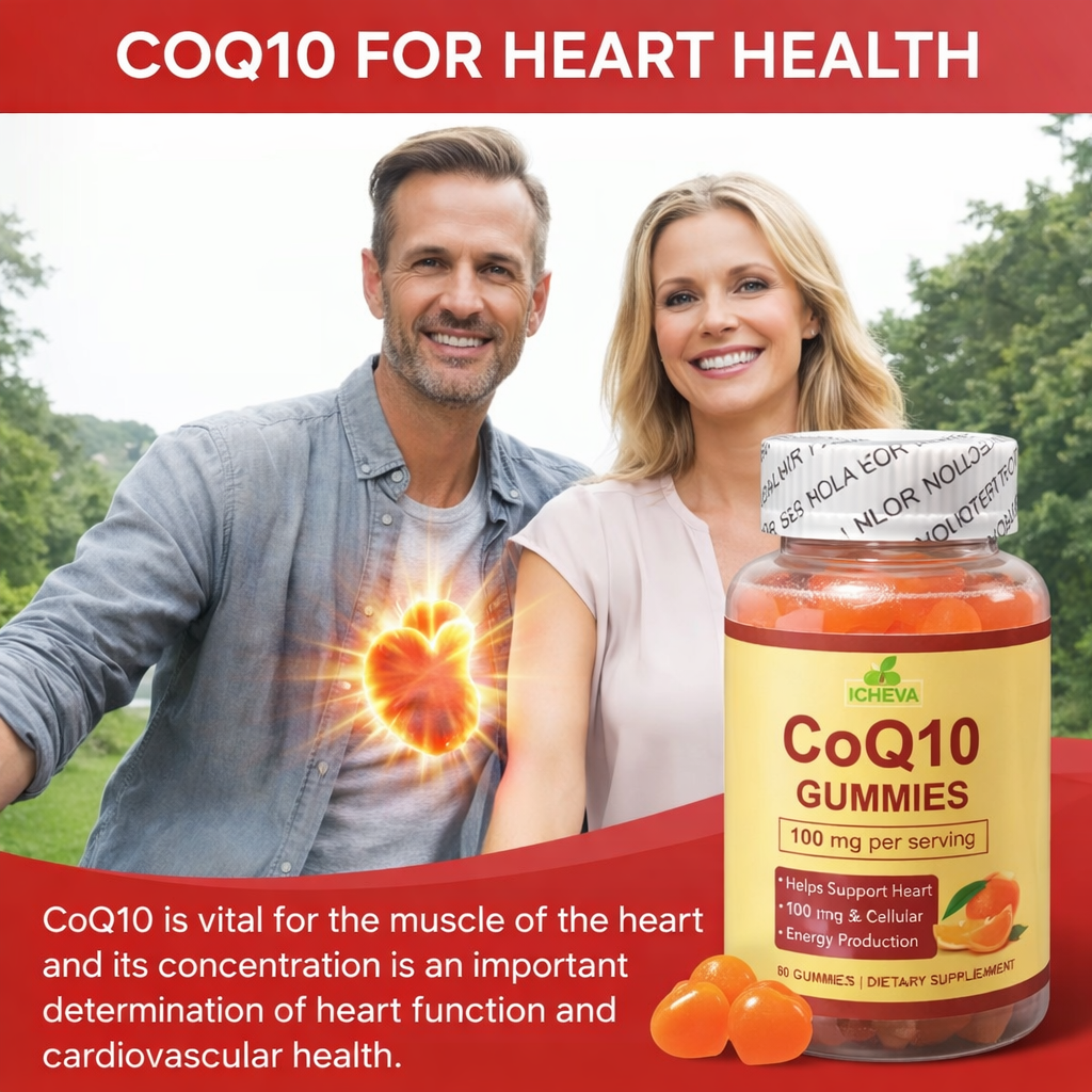 CoQ10 Gummies 100mg – Vegan, Orange Flavor | Cellular Energy Support – 60 Gummies