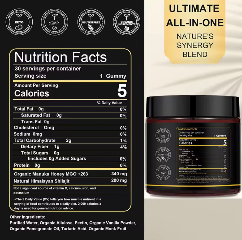 ICHEVA Shilajit Gummies – Mineral-Rich Daily Wellness Supplement – 30 Gummies