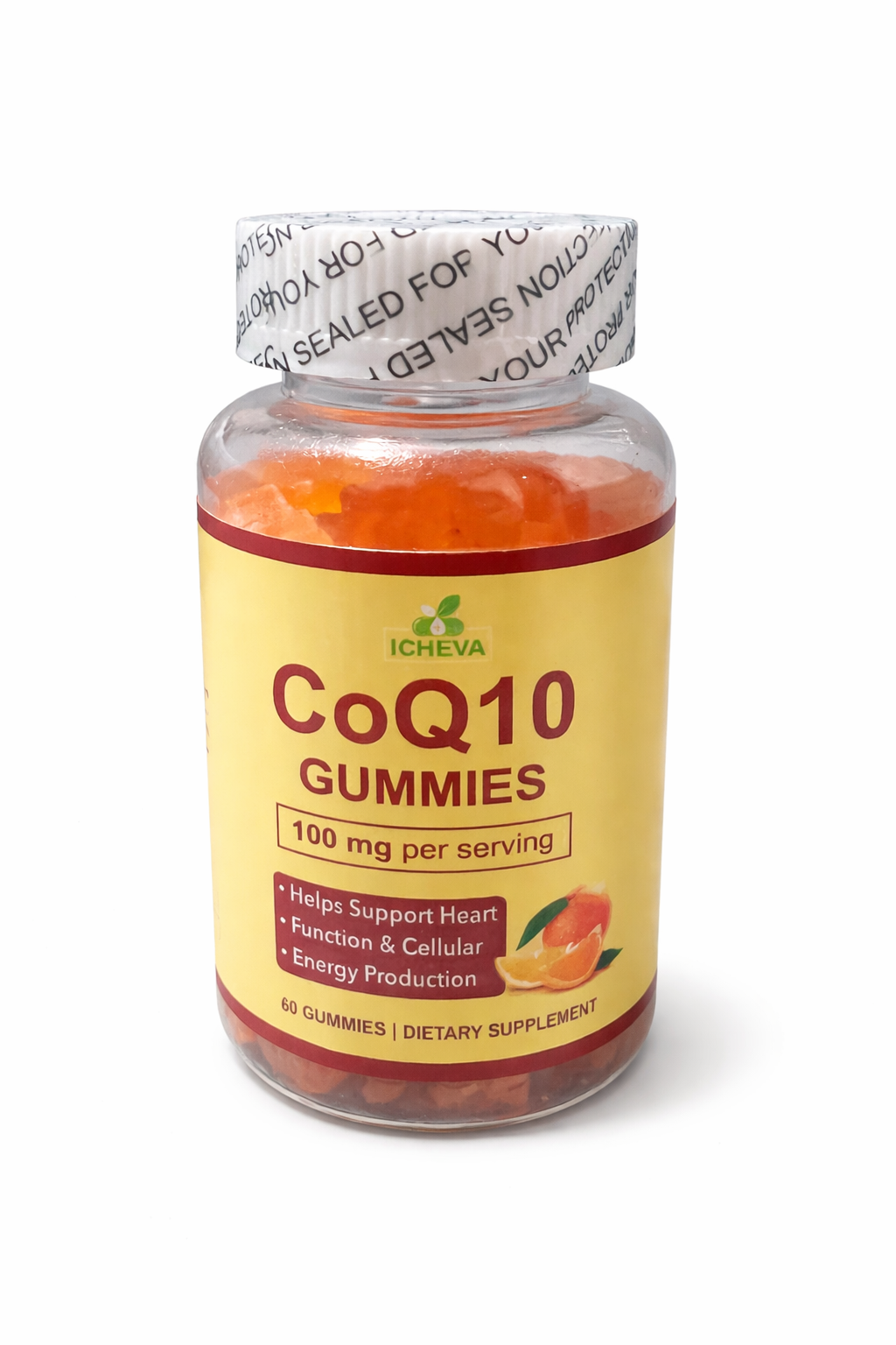 CoQ10 Gummies 100mg – Vegan, Orange Flavor | Cellular Energy Support – 60 Gummies