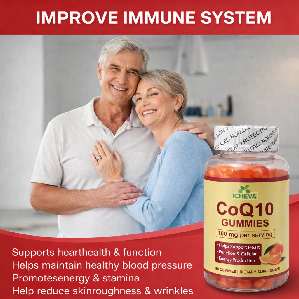 CoQ10 Gummies 100mg – Vegan, Orange Flavor | Cellular Energy Support – 60 Gummies