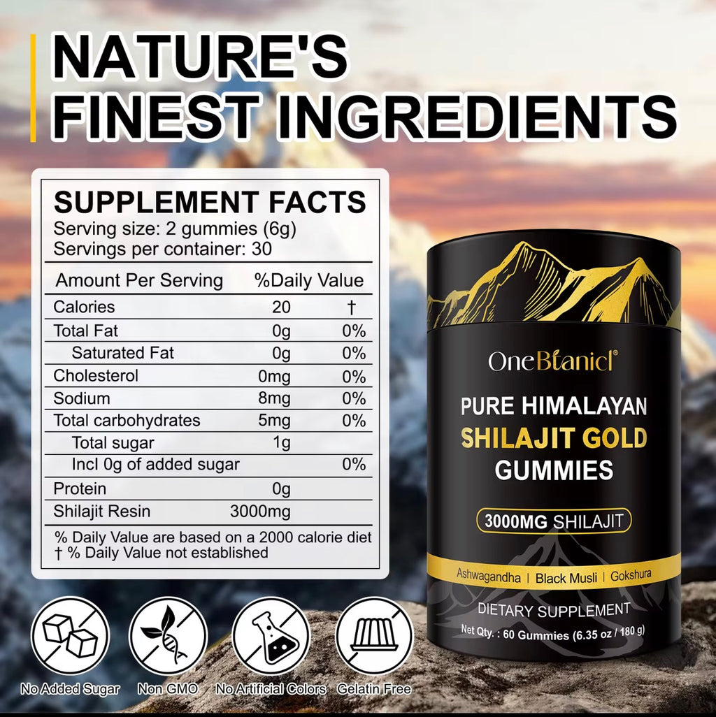 ICHEVA Pure Himalayan Shilajit Gold Gummies – 3000mg | With Ashwagandha & Black Musli | 60 Gummies